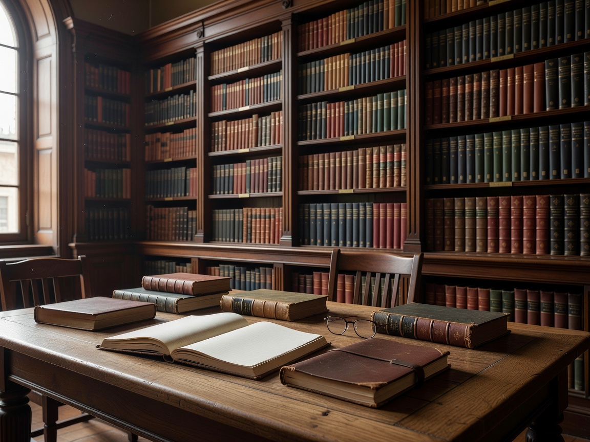 Books, library shelves, and academic notebooks symbolizing research ethics