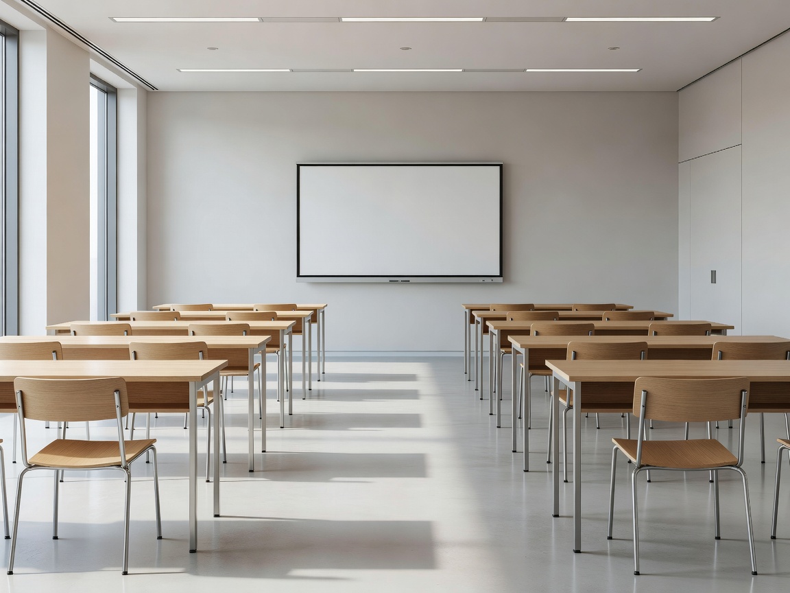 Empty Clean Modern Classroom Setting