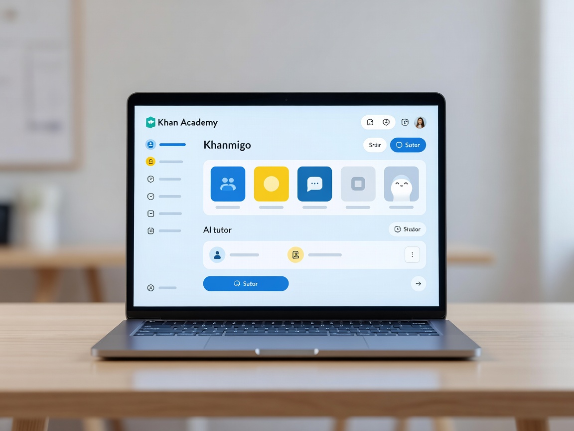 Khan Academy Khanmigo Learning Interface on Laptop